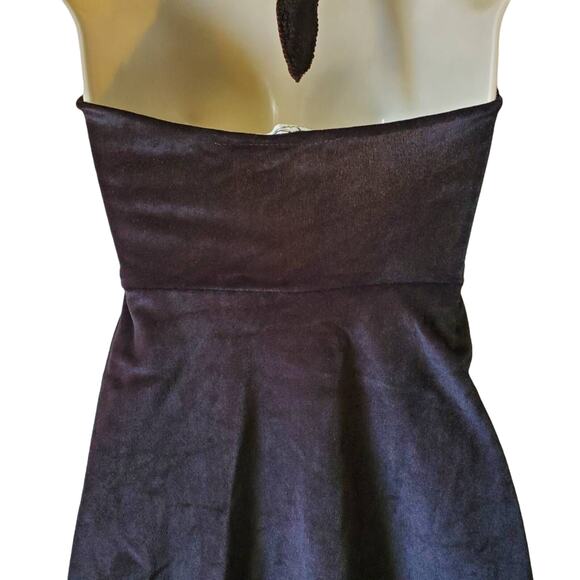 Vintage Ryan Keith Halloween Corset Lace Up Dress S/M Black Velour Halter Neck - Picture 7 of 12